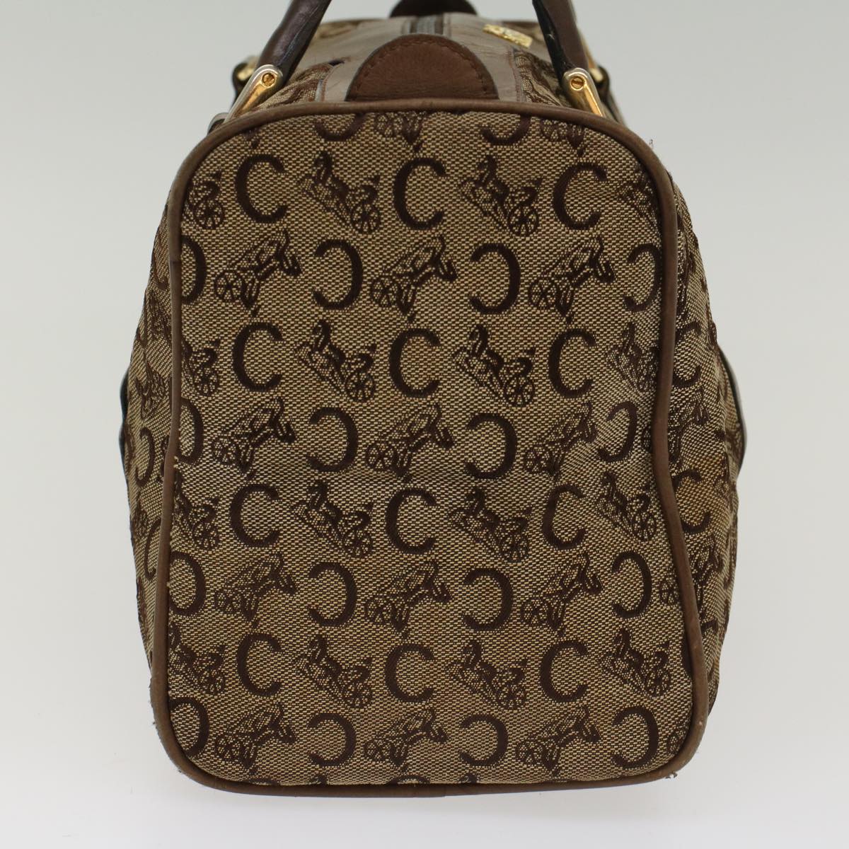 Luxury CELINE C Macadam Canvas Hand Bag Canvas Leather Brown Beige 49314