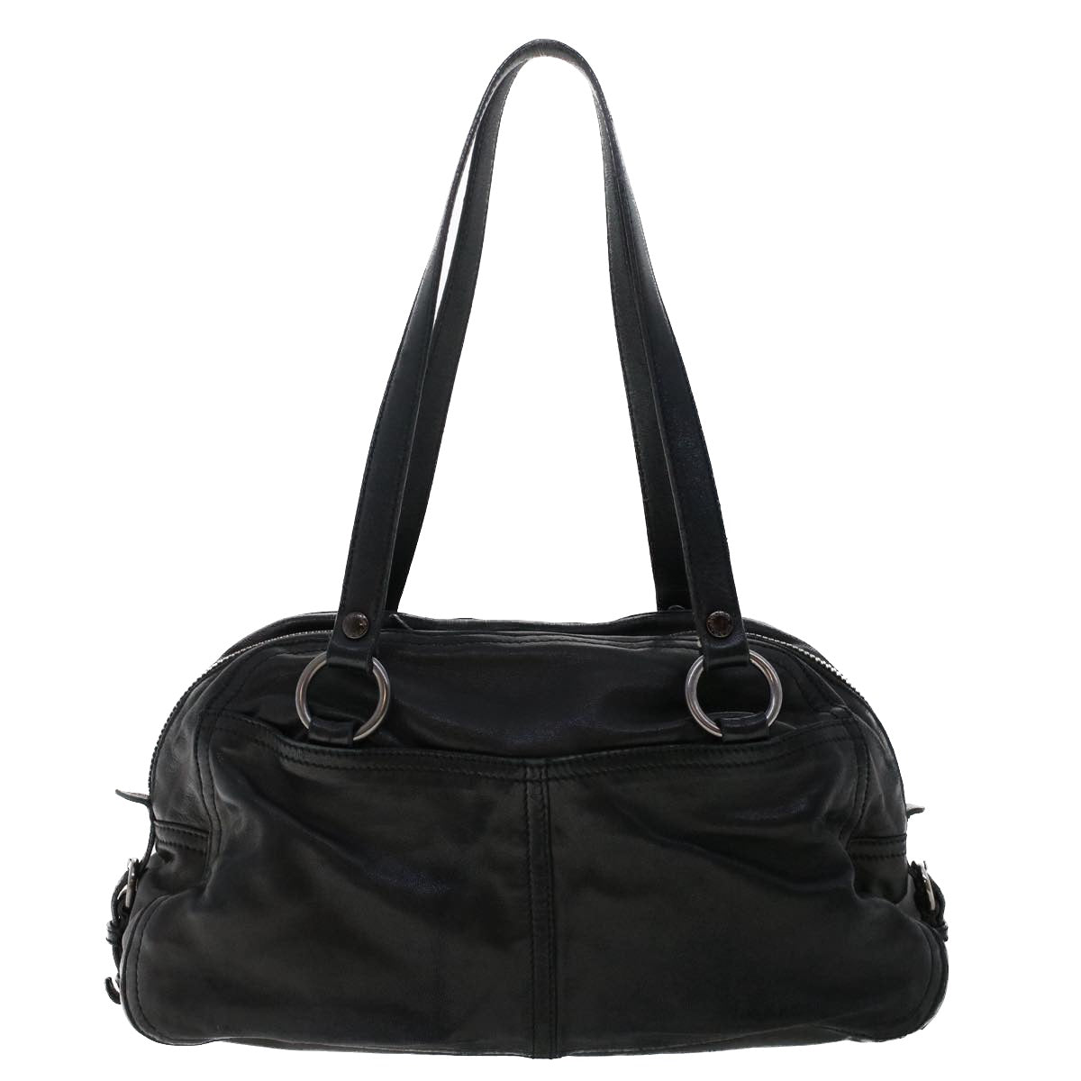 PRADA Shoulder Bag Leather Black Auth