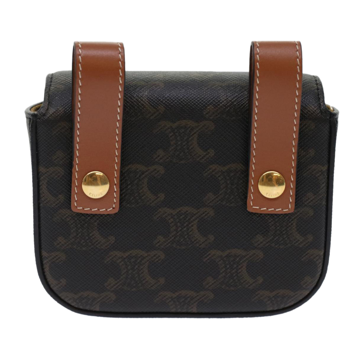Luxury CELINE Mini Triomphe Belt Bag Pouch Triomphe Black 49435A