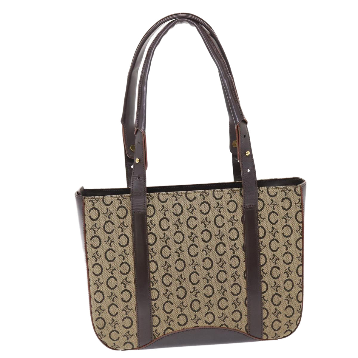 Luxury CELINE C Macadam Canvas Shoulder Bag Beige 49447