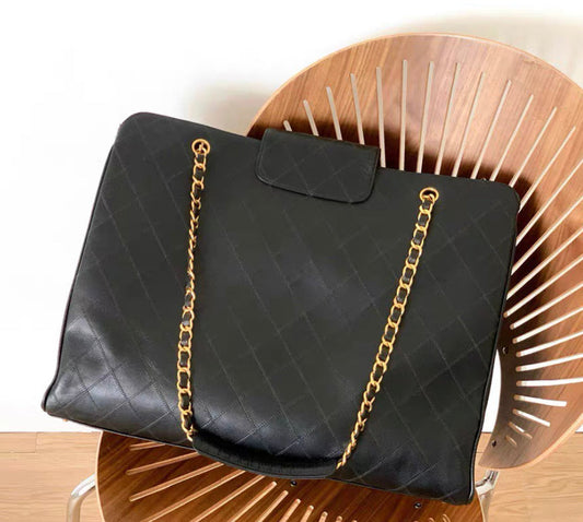 Chanel Quilted Shopper Lambskin Leather Bag