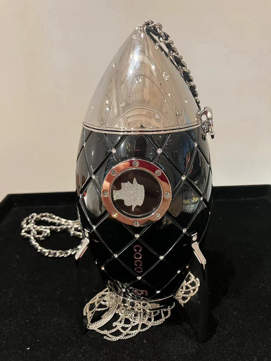 Chanel Limited Edition Plexiglass Crystal Rocket Ship MinaudiÃ¨re Clutch Black 2017