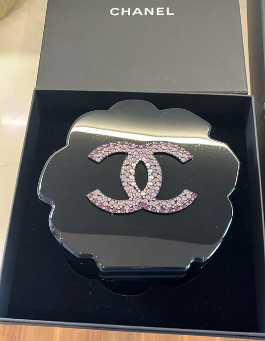 Chanel 2018 Strass and Resin Camellia Evening Clutch Bag in purple brand new with tags