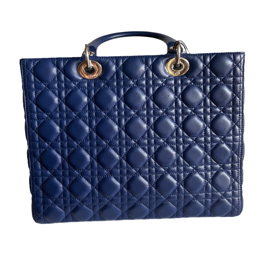 Lady Dior Large Bag Navy Lambskin Cannage Leather