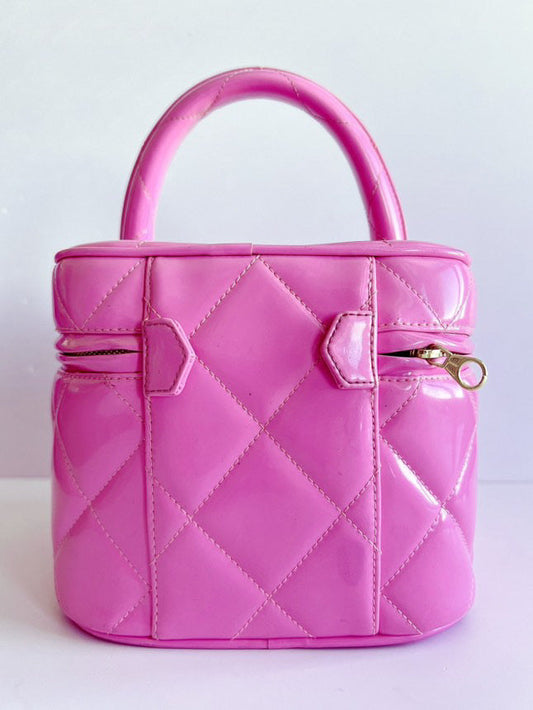 CHANEL 1995 "Barbie" Heart-Mirror Vanity Case Bag in pink