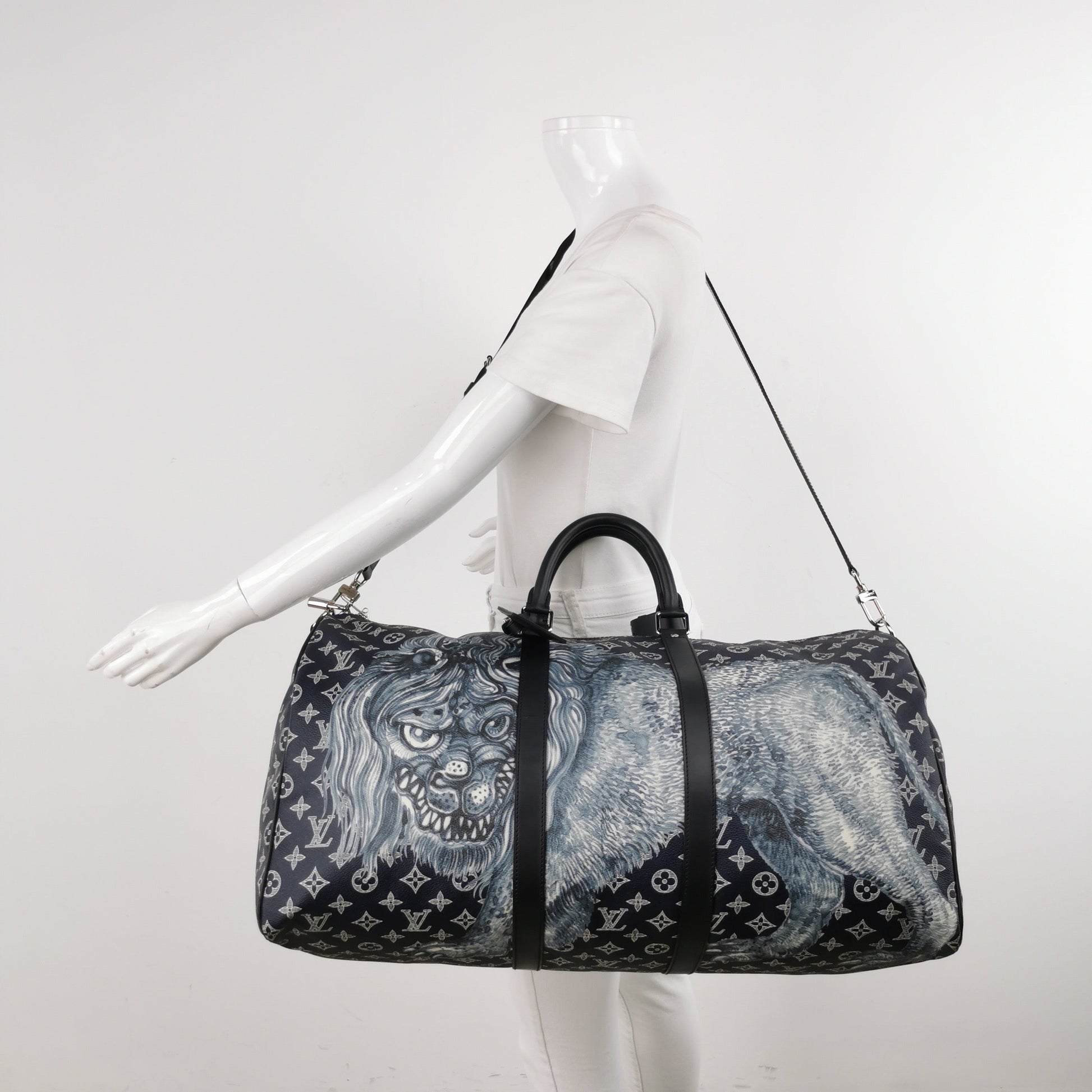 Louis Vuitton x Chapman Brothers Keepall 55 Bandouliere Lion Navy