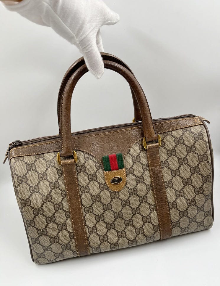Gucci Boston Leather Canvas Shoulder Bag Style 3