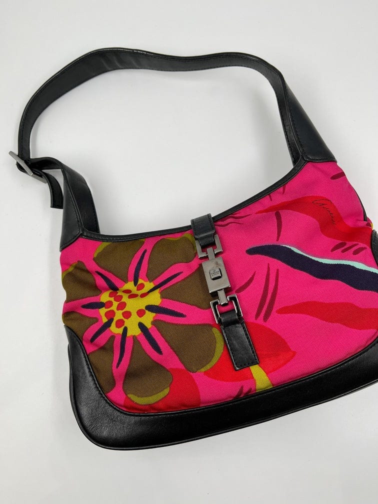Gucci Jackie Leather Nylon Shoulder Bag Style 2