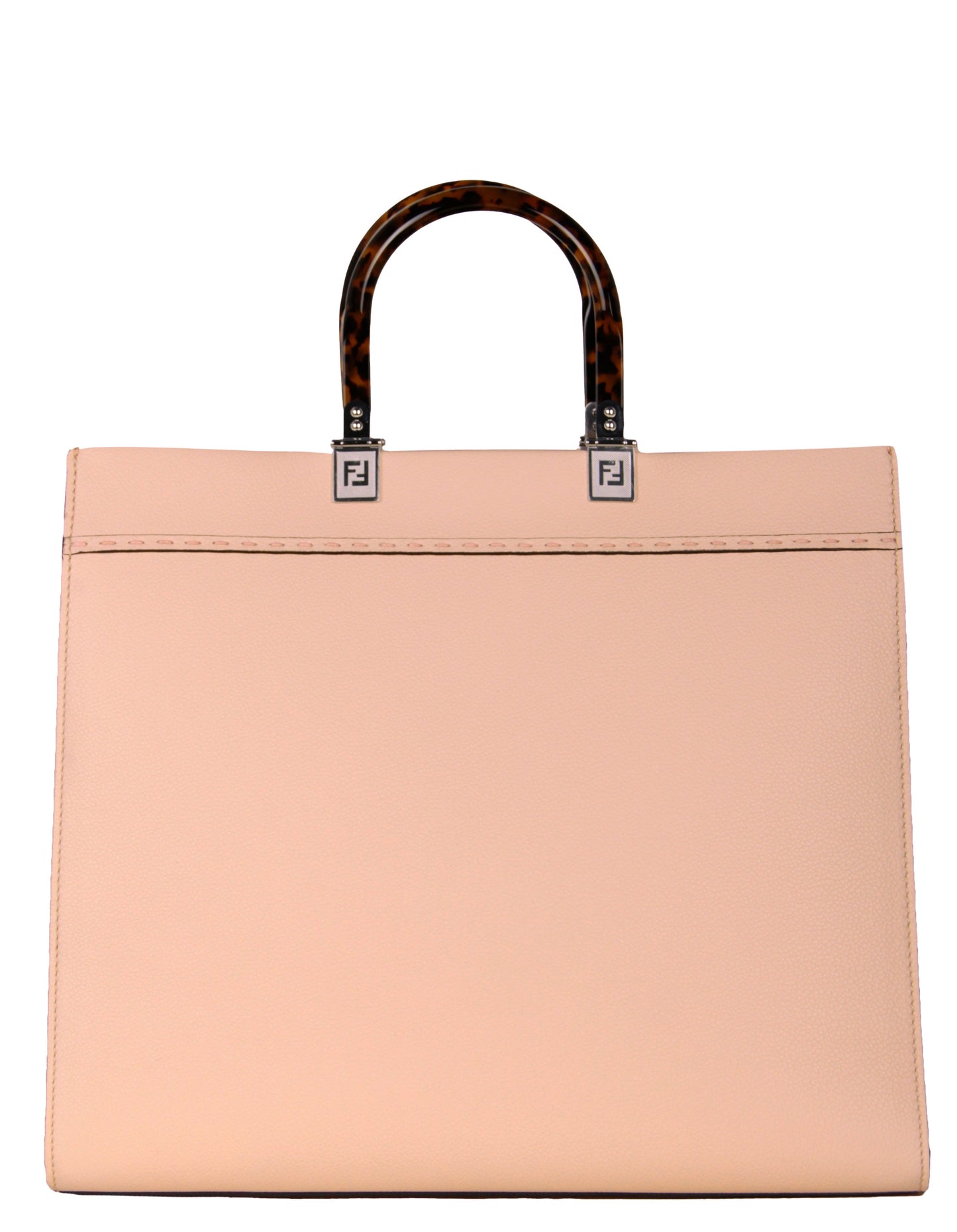 Fendi Light Rose Leather Plexiglass Medium Fendi Sunshine Shopper Tote Bag