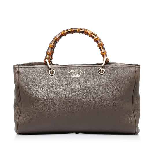 Gucci Bamboo Brown Leather Tote Style 5