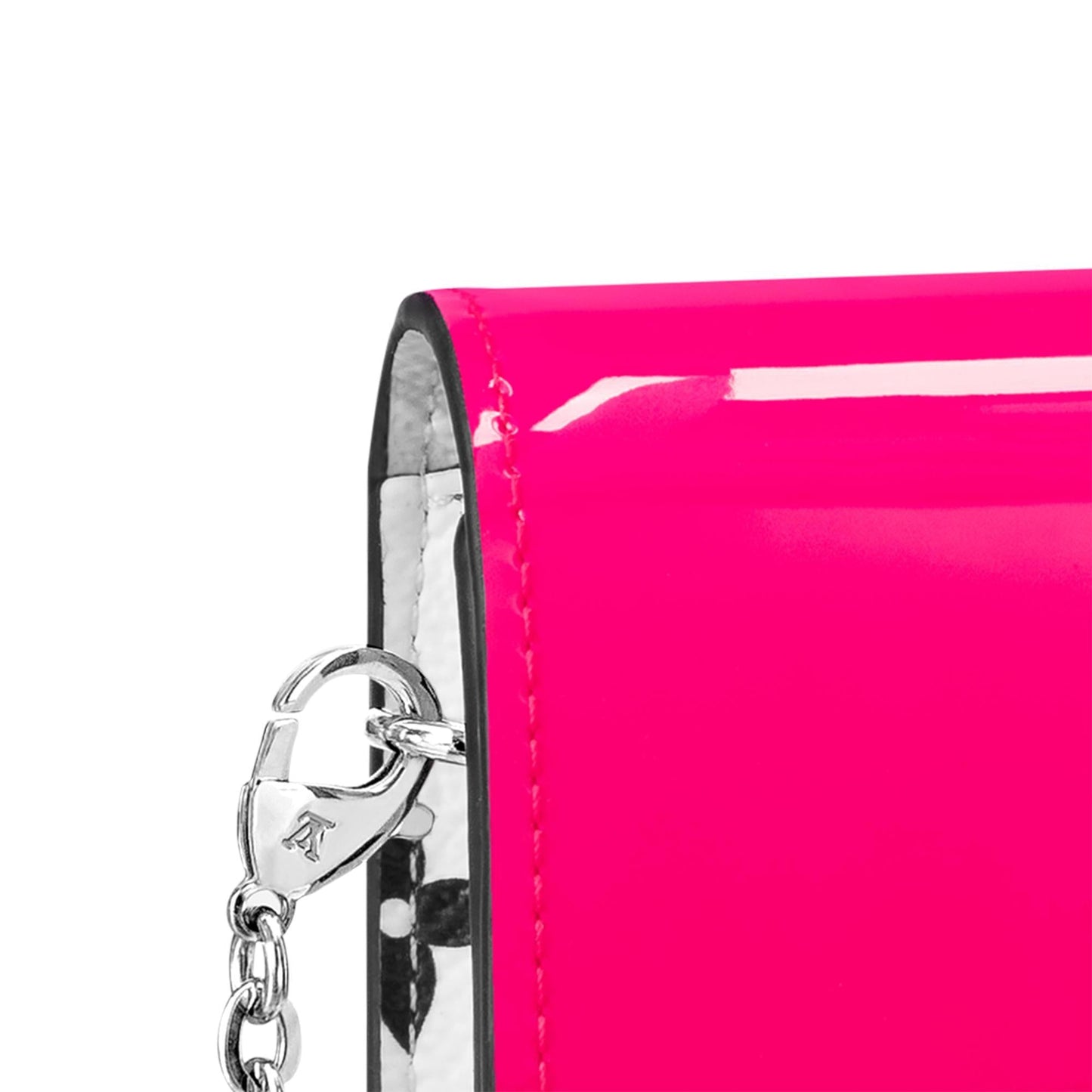 Louis Vuitton Cherrywood Chain Wallet Patent Leather Monogram Berlingot Pink