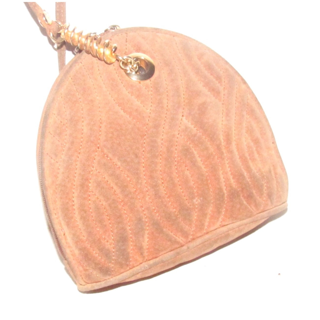 RARE, Fendi, caramel quilted suede, two way style purse with a 'pasta' or ' ' design in the quilted suede & hardware