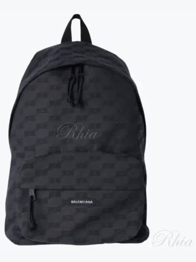 Luxury Balenciaga Trending 2026 BB Monogram Jacquard Canvas Medium Backpack Black