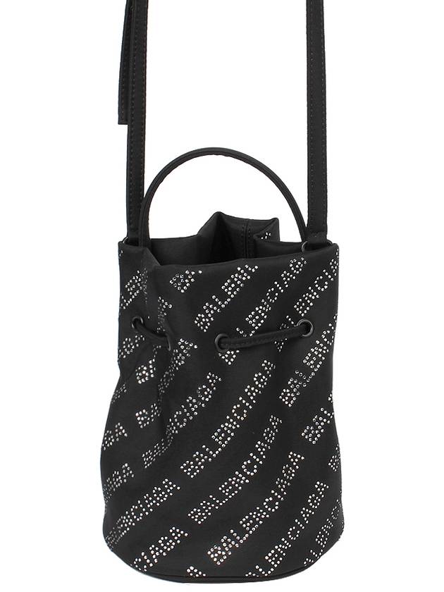 Luxury Balenciaga Trending 2026 Crystal Logo Allover Mini Cross Bag Black