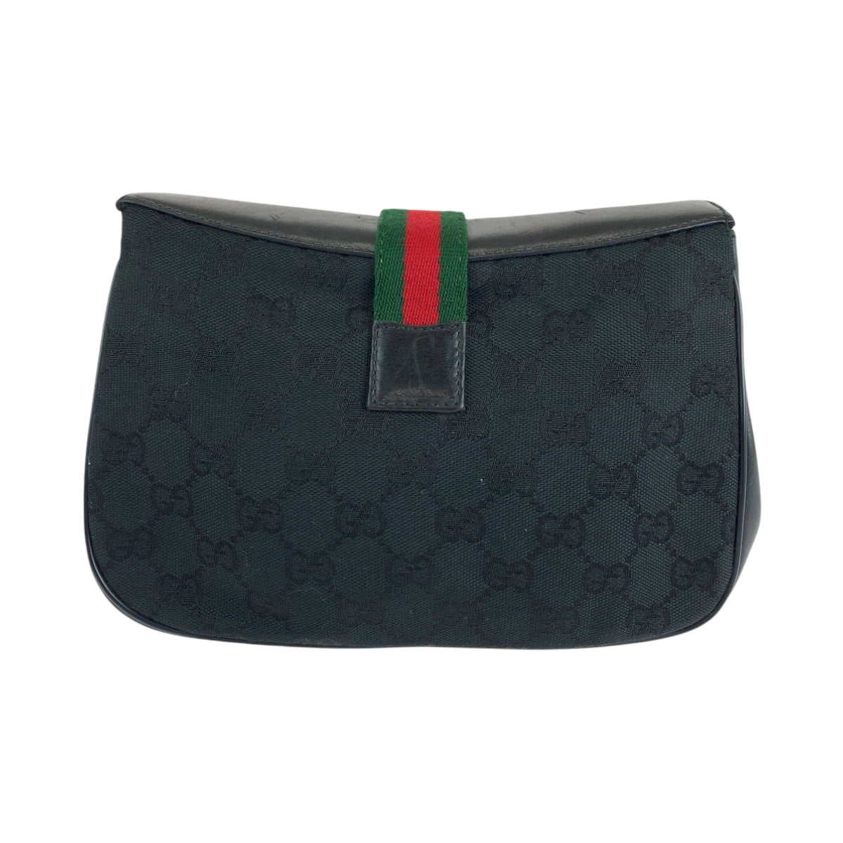 GUCCI Shoulder Bag 10 02 024 GG canvas, leather Black GoldMetal Shoulder Bag pochette Old Gucci Shelly Line Women