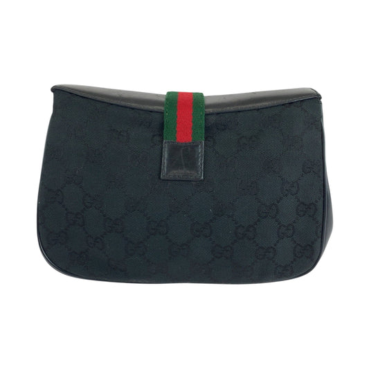 GUCCI Shoulder Bag 10 02 024 GG canvas, leather Black GoldMetal Shoulder Bag pochette Old Gucci Shelly Line Women