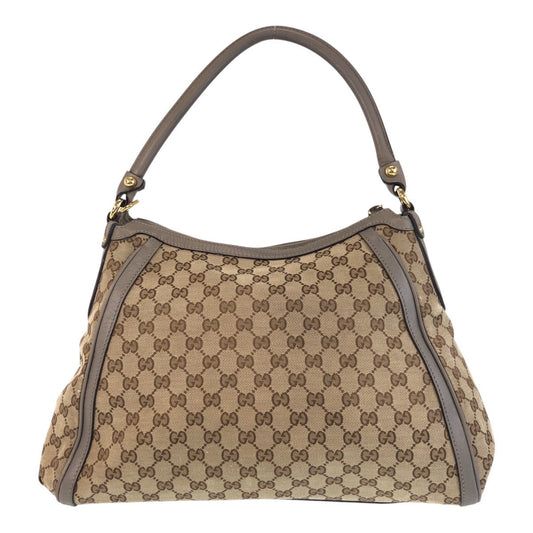 GUCCI Shoulder Bag 282297 GG canvas, leather Beige Gray Gold Metal scarlet Women