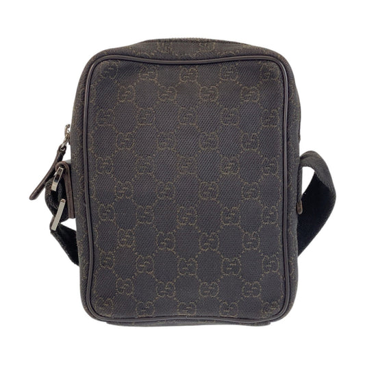 GUCCI Shoulder Bag 101680 GG canvas, leather Brown Silver Metal Shoulder Bag pochette Women