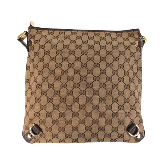 GUCCI Shoulder Bag 131326 GG canvas, leather Beige Brown Gold Metal Shoulder Bag Messenger bag Abbey Women