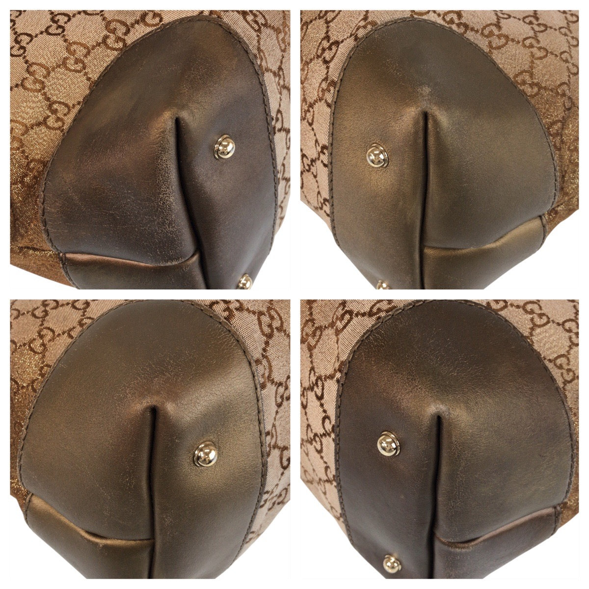 GUCCI Tote Bag 269956 GG canvas Brown Gold Metal