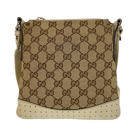 GUCCI Shoulder Bag 147671 GG canvas, leather Beige white Shoulder Bag pochette Women