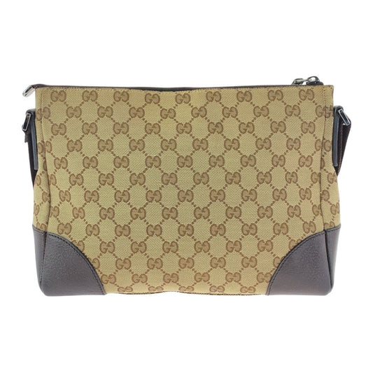 GUCCI Shoulder Bag 114273 GG canvas, leather Beige Brown SilverMetal Crossbody Shoulder Bag Women