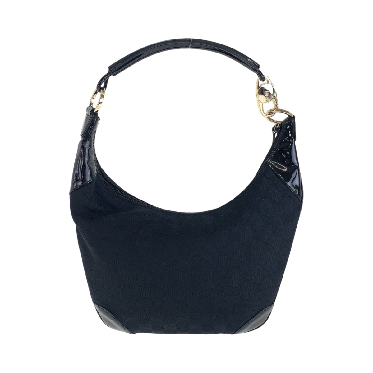 GUCCI Shoulder Bag 001 4158 GG canvas, enamel Black GoldMetal Hobo One Shoulder Bag Women