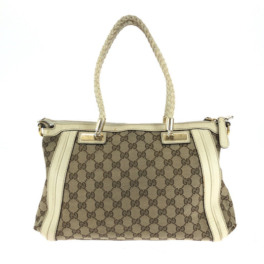 GUCCI Shoulder Bag 282300 GG canvas Beige Ivory Gold Metal Shoulder Bag Handbag 2way Bella Women