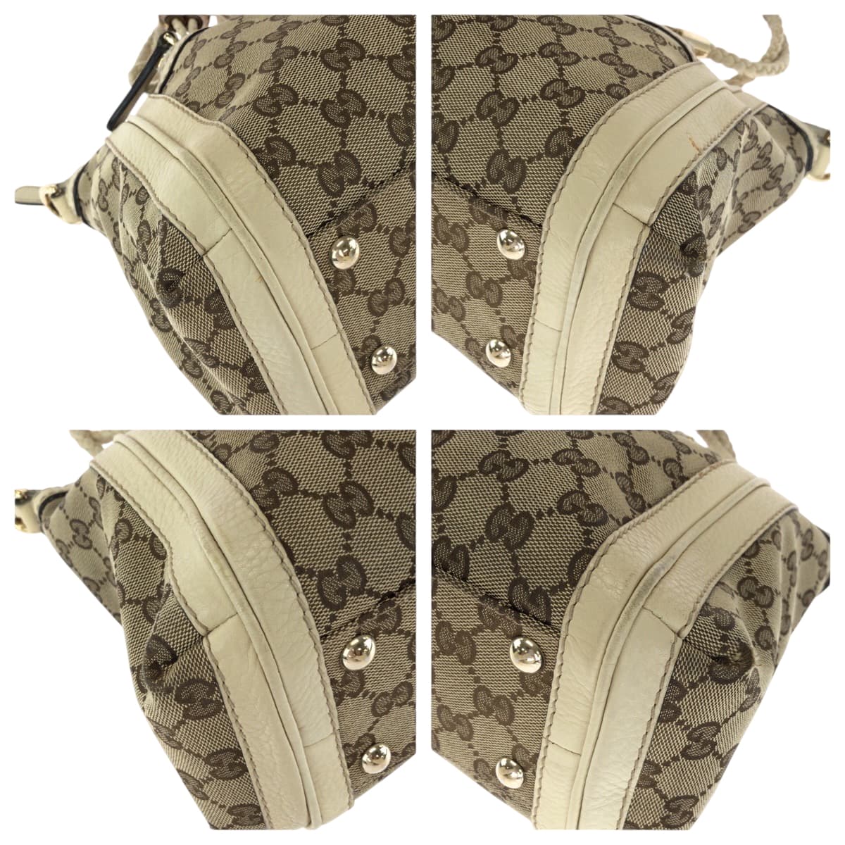 GUCCI Shoulder Bag 282300 GG canvas Beige Ivory Gold Metal Shoulder Bag Handbag 2way Bella Women