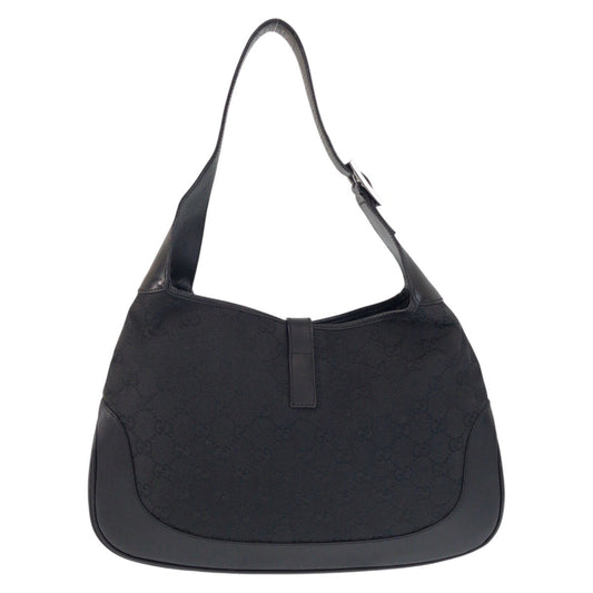 GUCCI Shoulder Bag 00963 GG canvas, leather black Jackie Women