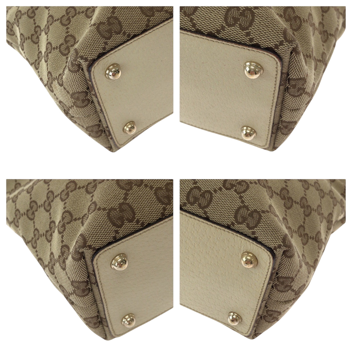GUCCI Tote Bag 120840 GG canvas Brown Ivory Gold Metal