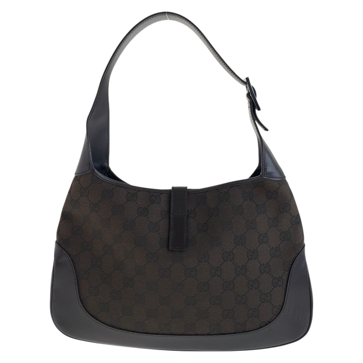 GUCCI Shoulder Bag 00963 GG canvas, leather Brown Silver Metal Shelly Line Jackie Women