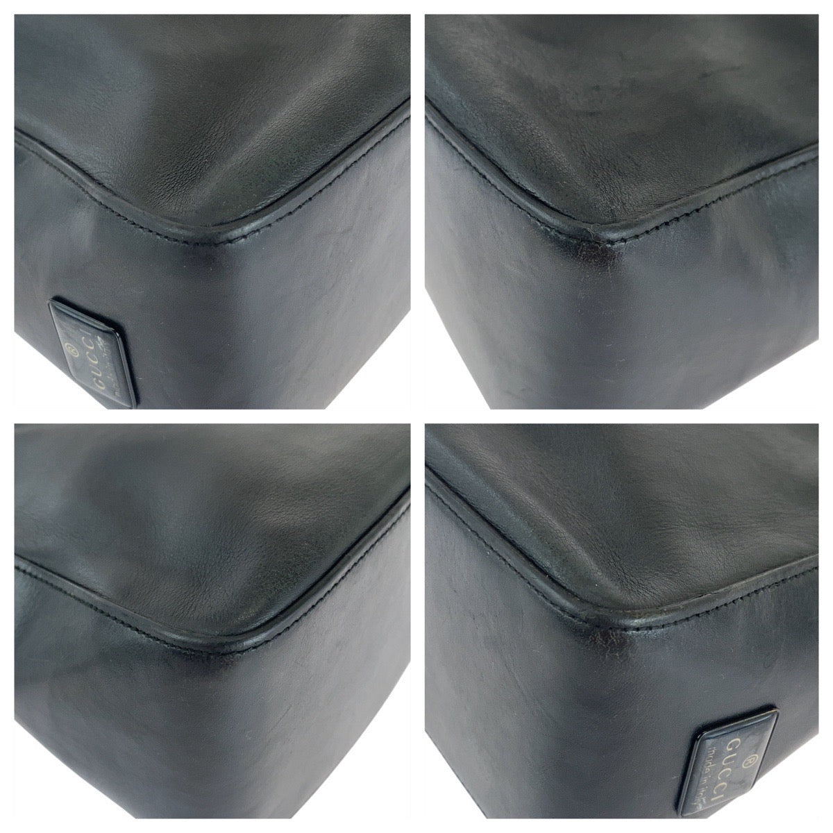 GUCCI Shoulder Bag 001 3766 leather Black SilverMetal Women