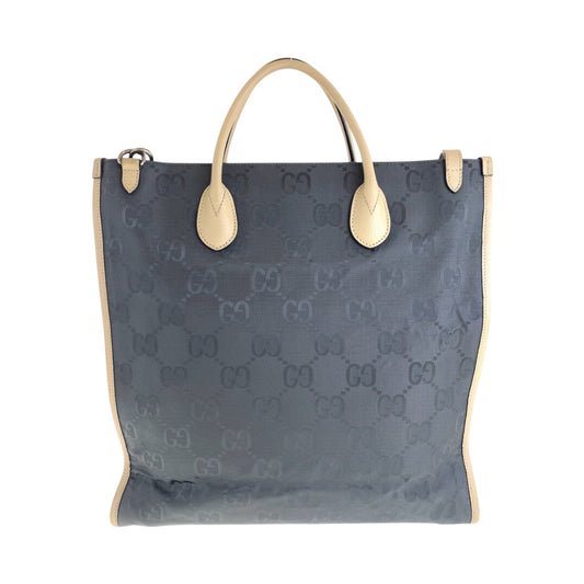 GUCCI Shoulder Bag 630355 Nylon Gray Beige SilverMetal Tote Bag Shoulder Bag 2way Off the grid Women