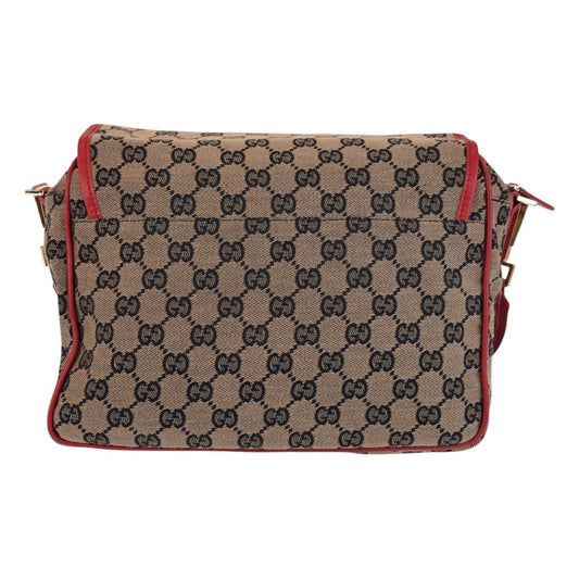 GUCCI Shoulder Bag 001 0375 GG canvas, leather Red Beige Gold Metal Shoulder Bag Messenger bag Women