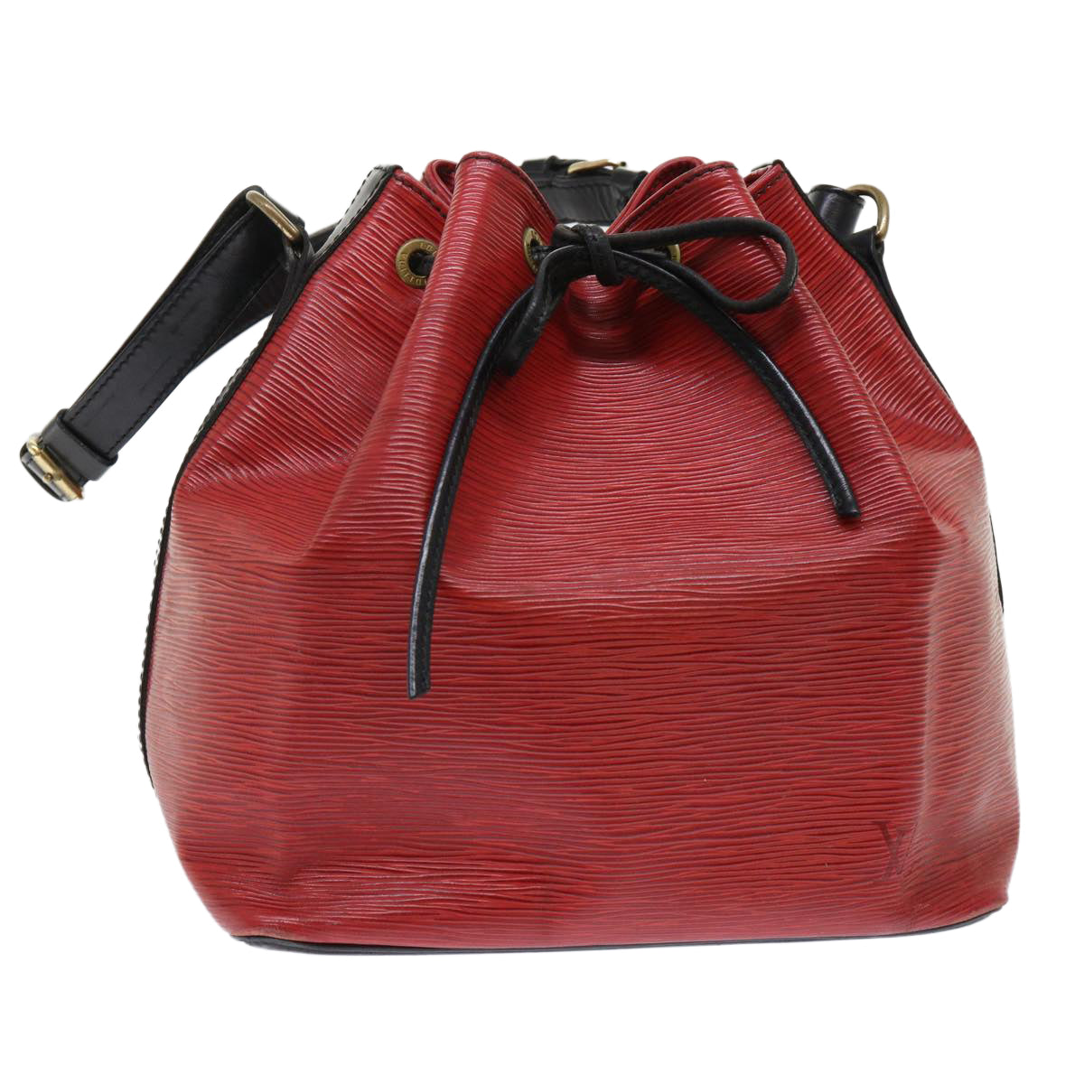 LOUIS VUITTON Epi Petit Noe Shoulder Bag Bicolor Black Red M44172 LV 50067