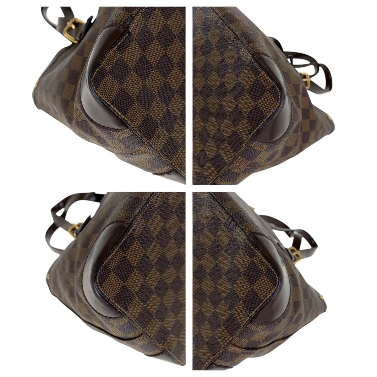 LOUIS VUITTON Tote Bag PVC Brown Gold Metal Damier Hamstead MM