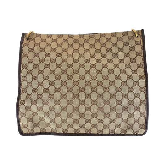 GUCCI Shoulder Bag 90656 GG canvas Brown Gold Metal Women