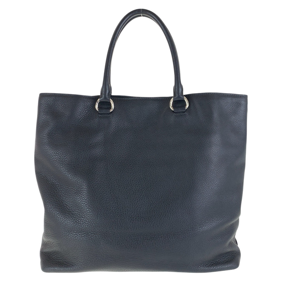 PRADA Tote Bag leather Black SilverMetal Vittero Dyno Triangle With logo