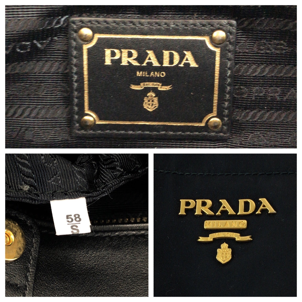PRADA Tote Bag BN1902 Nylon Black Gold Metal Test logo