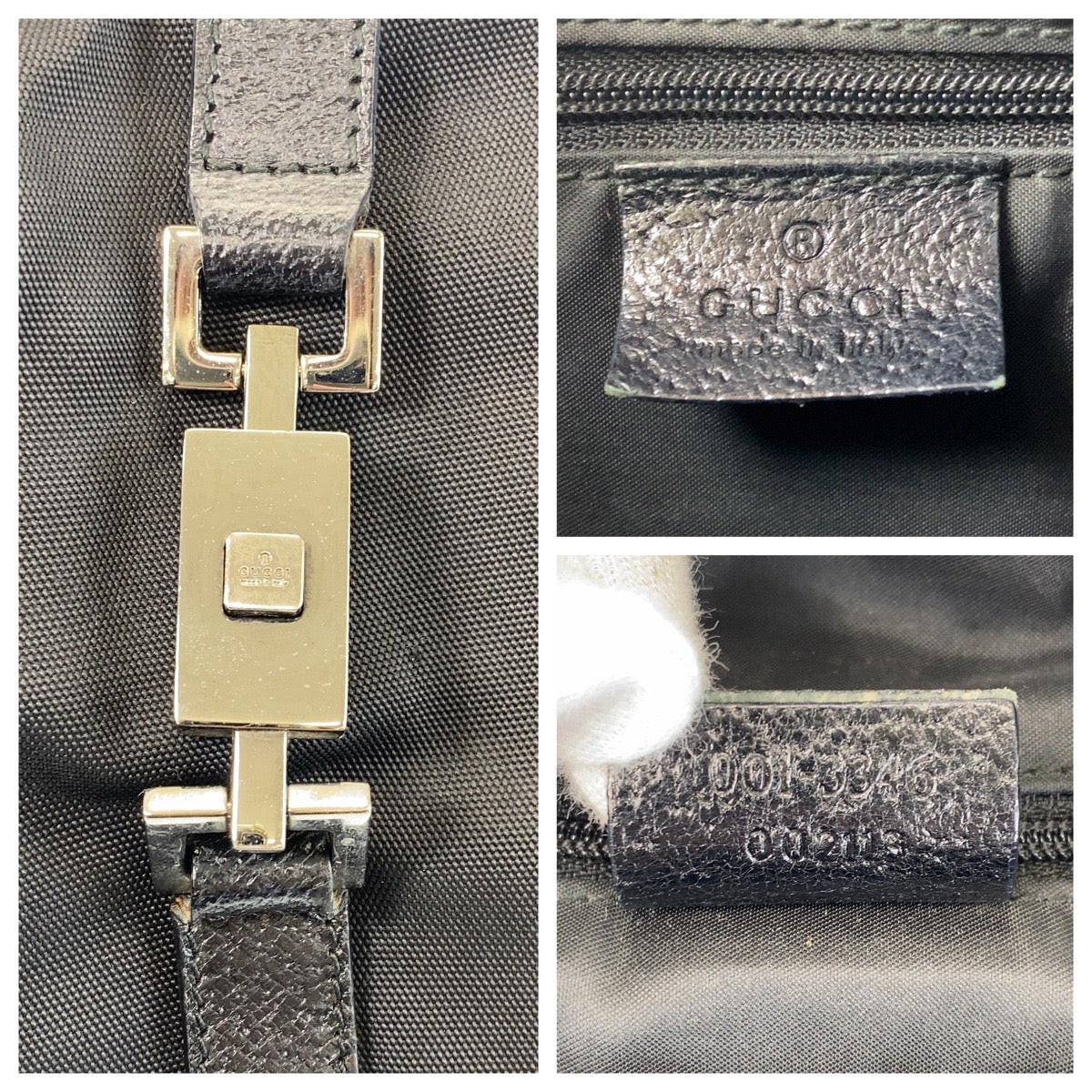 GUCCI Shoulder Bag 001 3346 Nylon, Leather Black black Jackie Women