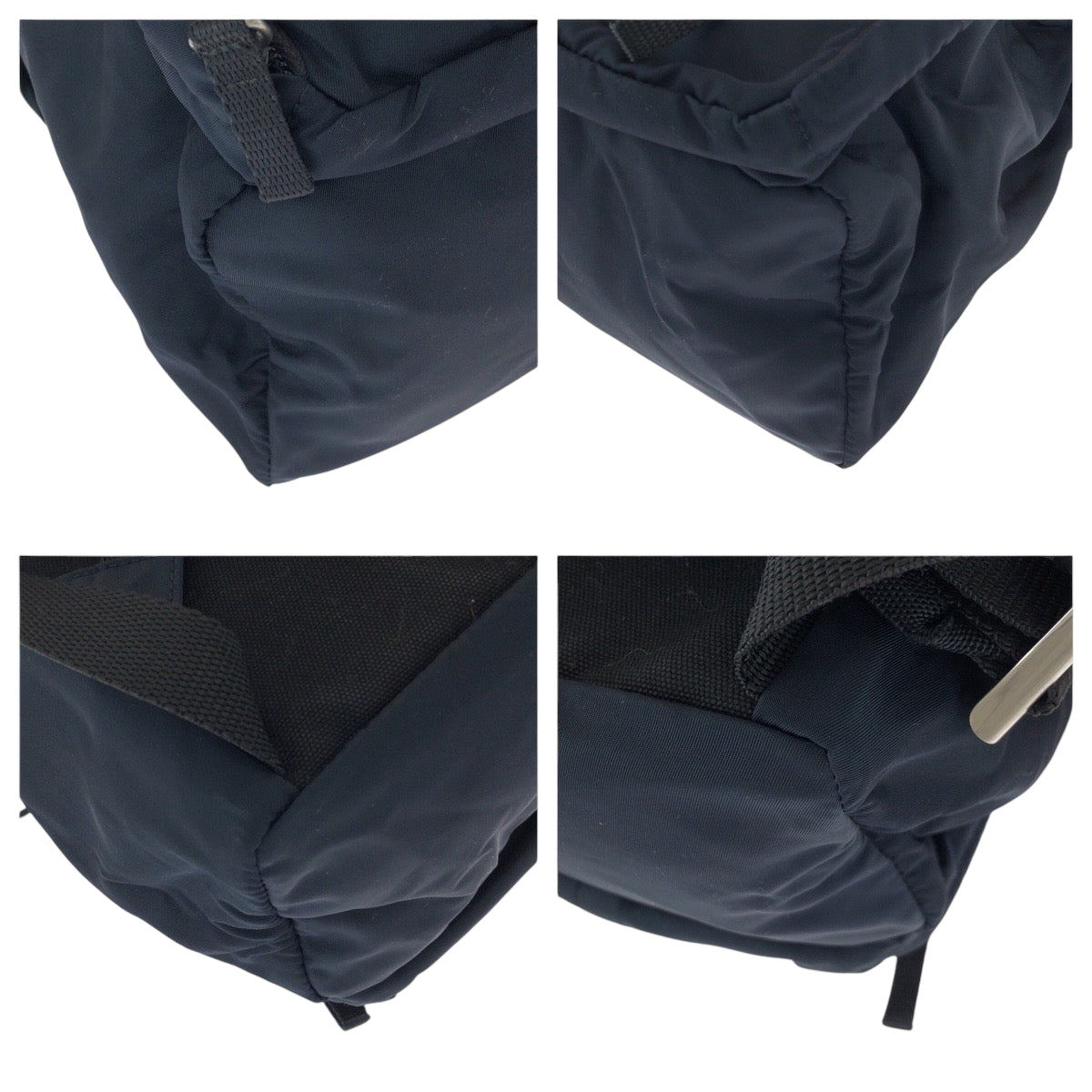 PRADA Backpack Nylon Navy SilverMetal Backpack Backpack Test Triangle With logo Women