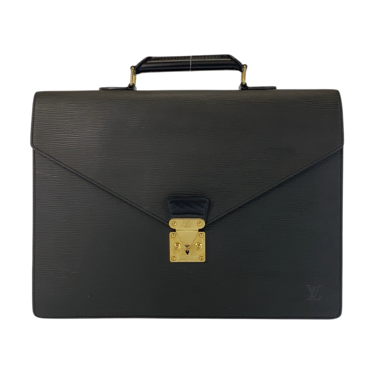 LOUIS VUITTON Business bag leather Black GoldMetal Epi Serviet Conseiller