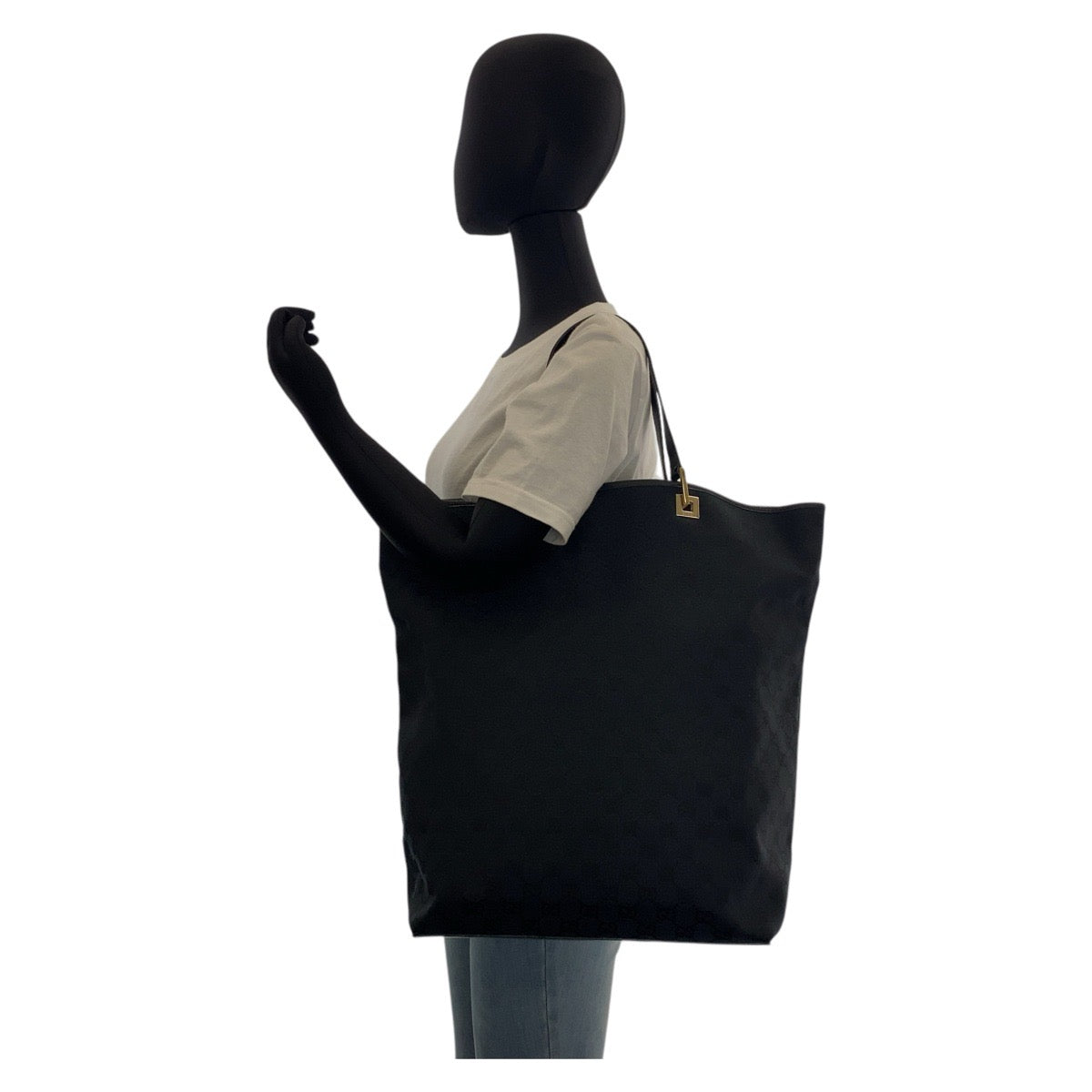 GUCCI Tote Bag 002 1097 GG canvas Black GoldMetal
