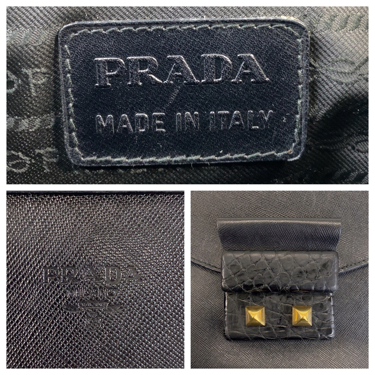 Prada Leather/Crocodile 2way Handbag