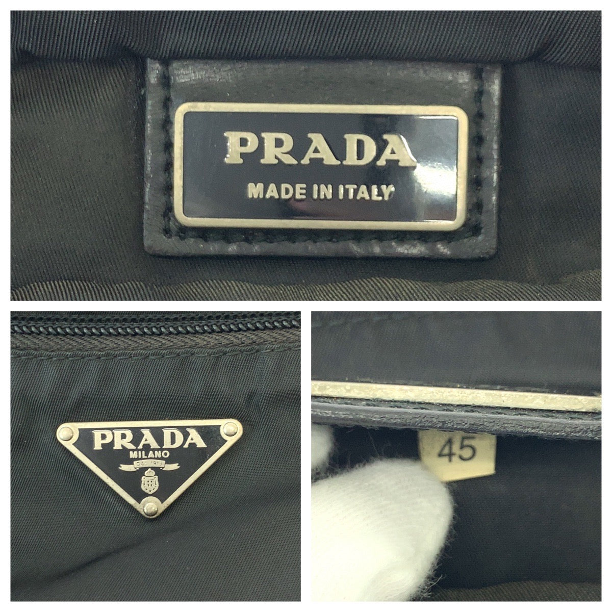 PRADA Shoulder Bag Nylon Black SilverMetal Shoulder Bag pochette Test Triangle With logo mens