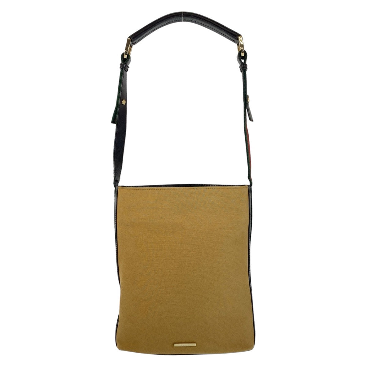 GUCCI Shoulder Bag 4286 canvas Camel Black Gold Metal Sherry line