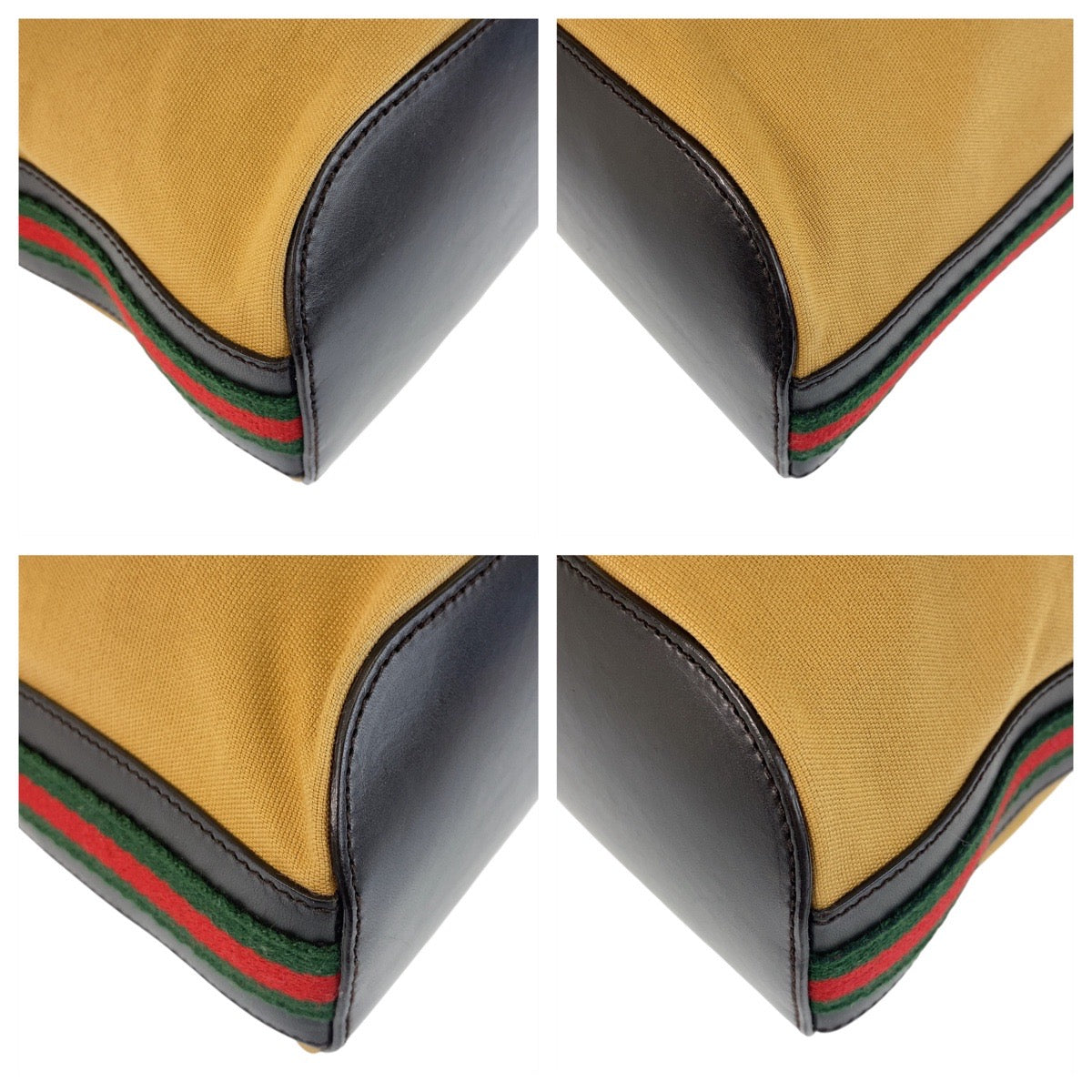 GUCCI Shoulder Bag 4286 canvas Camel Black Gold Metal Sherry line
