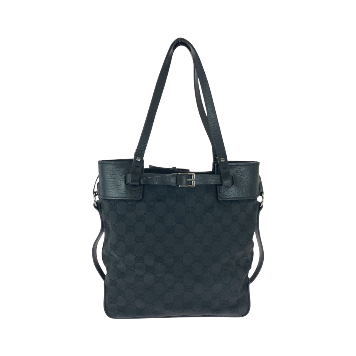 GUCCI Tote Bag 107757 GG canvas Black SilverMetal Tote Bag Shoulder Bag Women