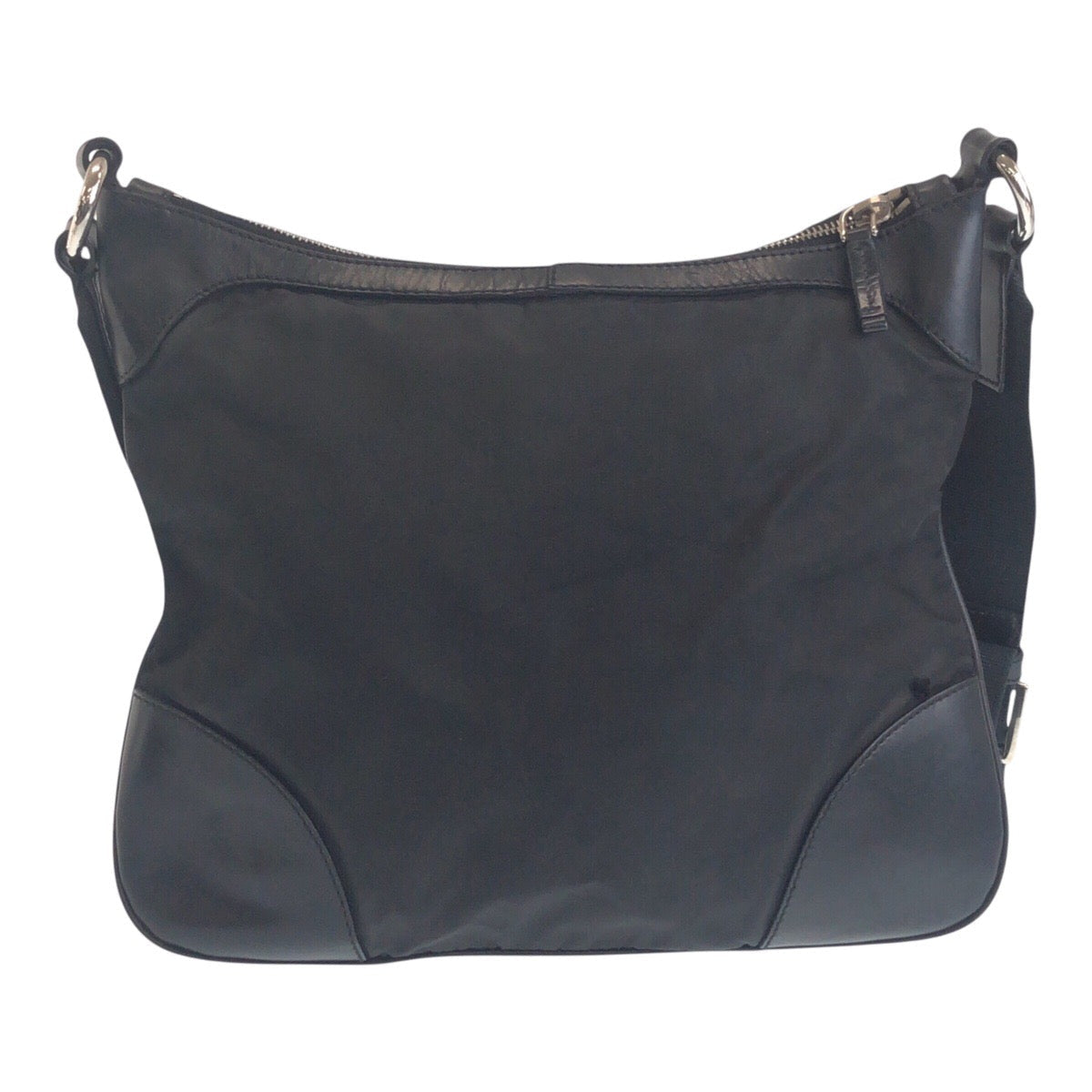 PRADA Shoulder Bag Nylon Black SilverMetal Shoulder Bag Messenger bag Test Triangle With logo Women